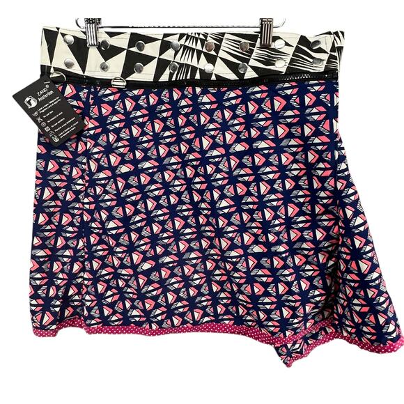 Zand Amsterdam Reversible Wrap Skirt OS Geometric Snap Adjustable Edgy Grunge - Picture 2 of 14